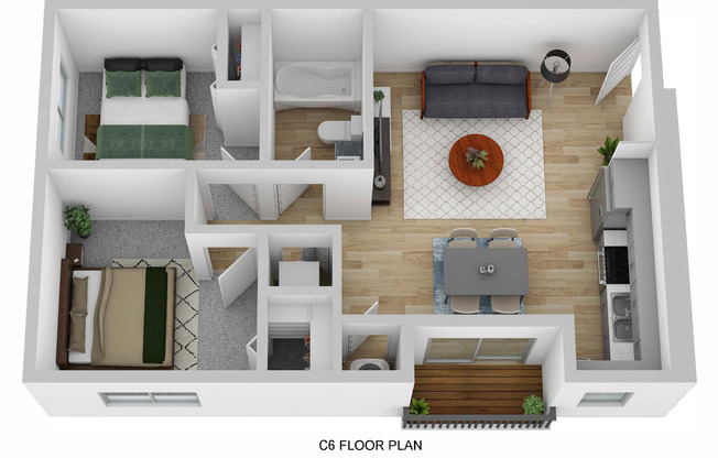 2 beds, 1 bath, 728 sqft, $1,635, Unit 406