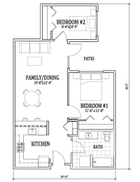 2 beds, 1 bath, 788 sqft, $1,900