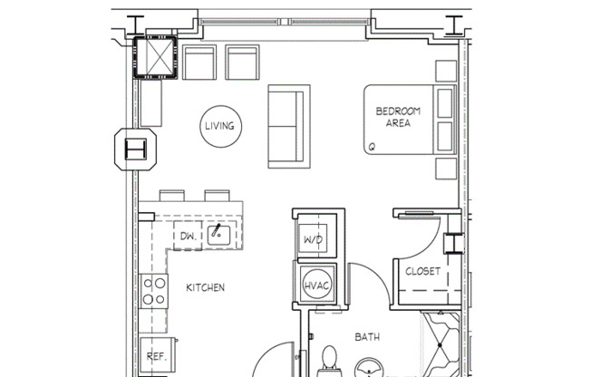 Studio, 1 bath, 450 sqft, $1,195