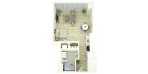 Studio, 1 bath, 561 sqft, $1,950