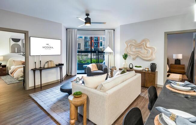 Light-filled and spacious living areas - select homes offer access to a private balcony and views of the community courtyard.