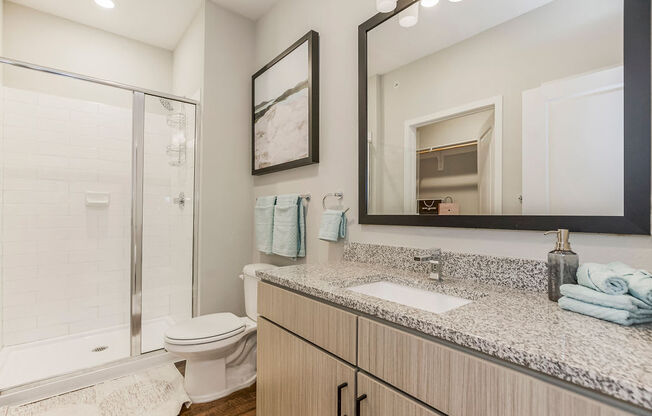 Bathroom With Granite Vanities