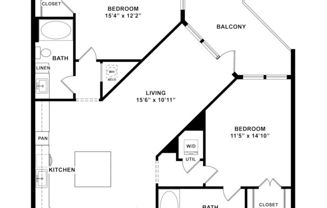 2 beds, 2 baths, 1,144 sqft, $1,960