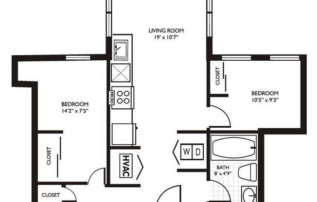 2 beds, 1 bath, 625 sqft, $2,350, Unit 216
