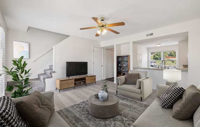 Spacious Living Area with Carpet