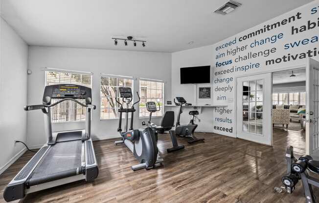 the gym with treadmills and other exercise equipment at the resort at governors crossing