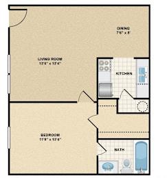1 bed, 1 bath, 576 sqft, $966