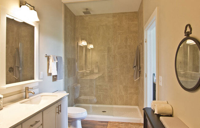 Shower at Hayden Lofts Apartments, Dublin, Ohio