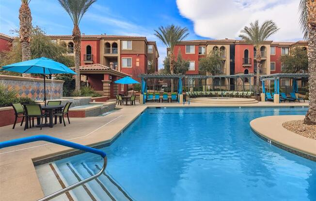 Picturesque Montecito Pointe Swimming Pool And Cabana Setting in Las Vegas, NV Apartment Rentals for Rent