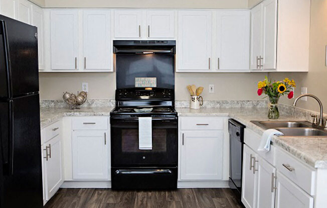 Renovated Kitchen with black appliances