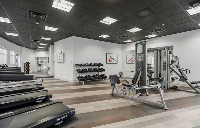 the gym in the condo is pictured at CityView, North Kansas City, 64116