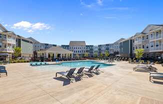 Resort Style Pool with Large Sun Shelf and In-Water Loungers at The Address Galleria, North Carolina