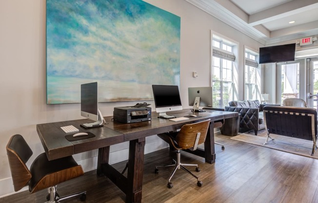 clubhouse with computer desks