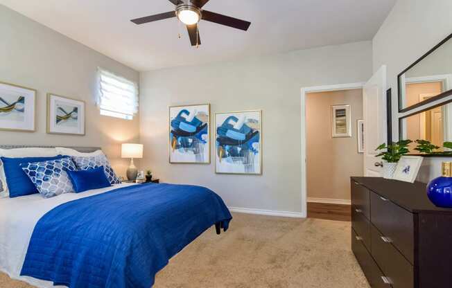 City North at Sunrise Ranch apartments bedroom with ceiling fan