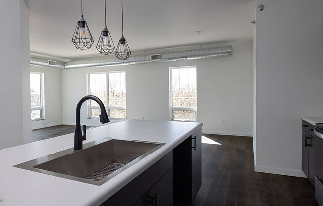 Kitchen with sink at The Landing at 1001 NP, Fargo, North Dakota 58102