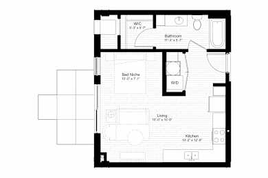 Studio, 1 bath, 528 sqft, $1,381