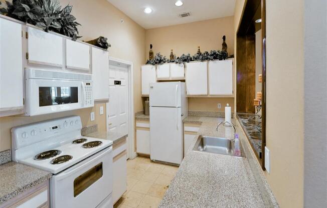 Spacious kitchen storage of Montfort Place in North Dallas, TX, For Rent. Now leasing 1 and 2 bedroom apartments.