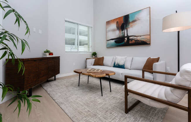Living room with couch and painting