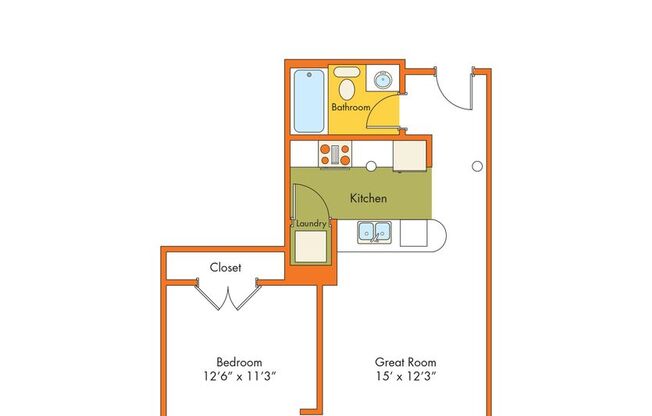 1 bed, 1 bath, 580 sqft, $1,875, Unit A-214