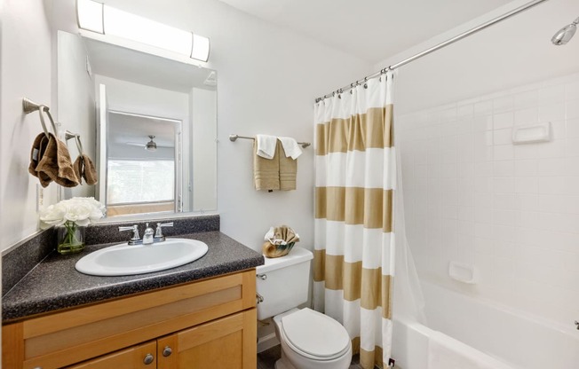 a bathroom with a shower and a sink and a toilet