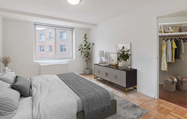 Bedroom with Parquet Flooring