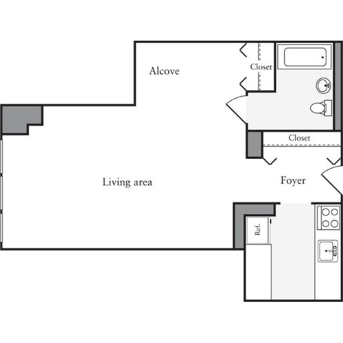 Studio, 1 bath, 493 sqft, $3,616