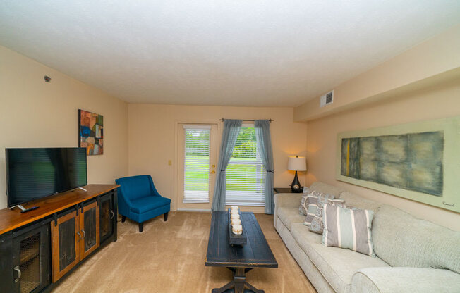 Spacious Living Room at West Hampton Park Apartment Homes, Nebraska