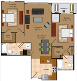 2 beds, 2 baths, 1,052 sqft, $2,835