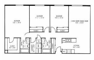 3 beds, 2 baths, 1,340 sqft, $1,735, Unit 1209