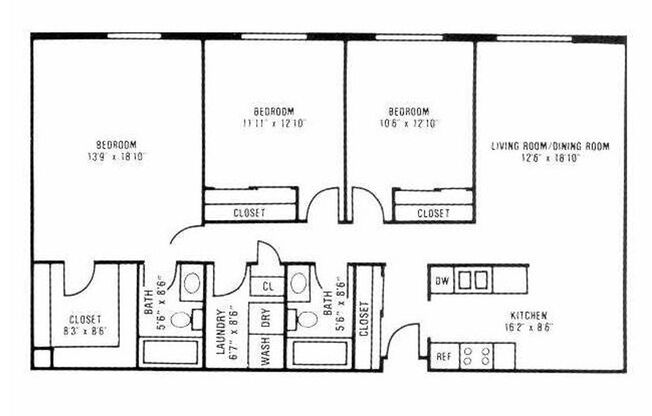 3 beds, 2 baths, 1,340 sqft, $1,735, Unit 1209