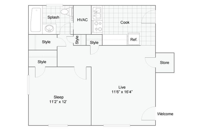 1 bed, 1 bath, 560 sqft, $1,150, Unit C718-B