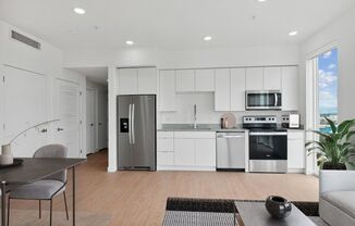 Model kitchen with stainless steel appliances