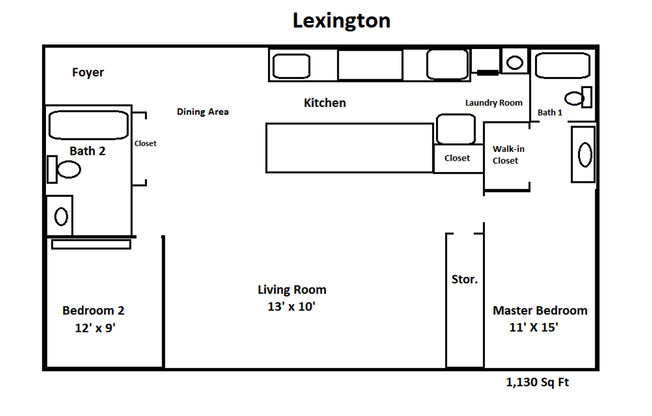 2 beds, 2 baths, 1,130 sqft, $1,349