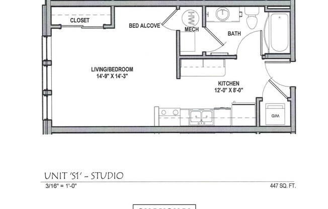 Studio, 1 bath, 447 sqft, $1,345