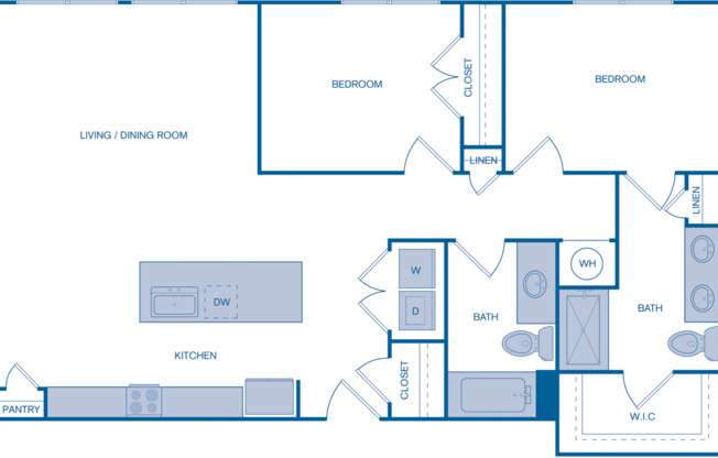 2 beds, 2 baths, 1,188 sqft, $1,728, Unit 1423