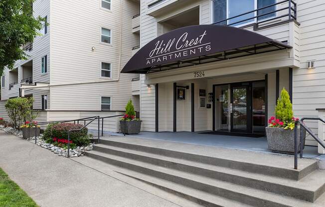 a picture of the hill crest apartments entrance