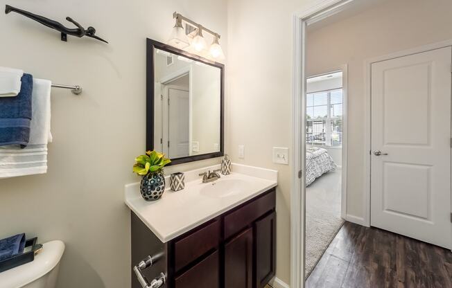 bathroom with view of bedroom