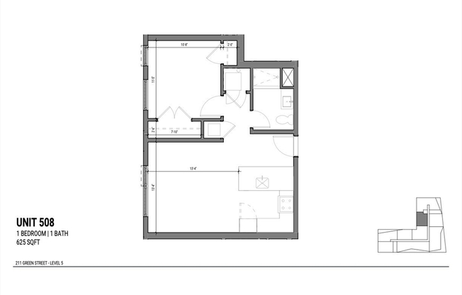 1 bed, 1 bath, 625 sqft, $2,995, Unit 508