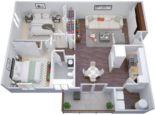 2 beds, 1 bath, 870 sqft, $1,500