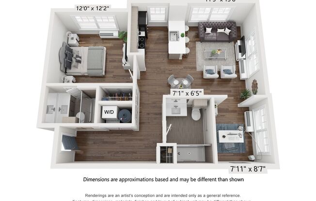 1 bed, 2 baths, 895 sqft, $2,450, Unit 304