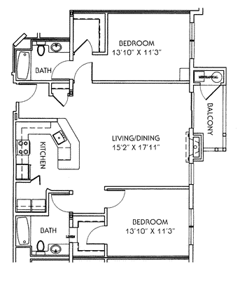 2 beds, 2 baths, 1,132 sqft, $3,140, Unit 107
