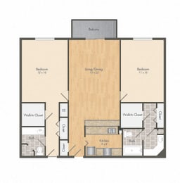 2 beds, 2 baths, 1,093 sqft, $1,365