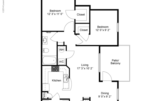 2 beds, 1 bath, 889 sqft, $1,499