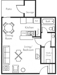 Studio, 1 bath, 435 sqft, $985