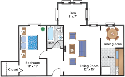 1 bed, 1 bath, 727 sqft, $2,199