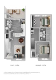 2 beds, 2 baths, 1,020 sqft, $1,625