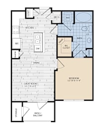 1 bed, 1 bath, 671 sqft, $1,156