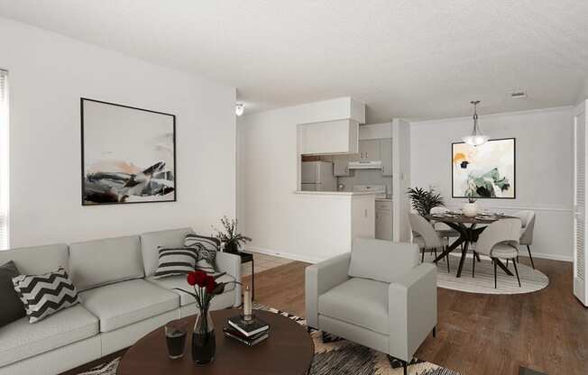 open living area in apartment