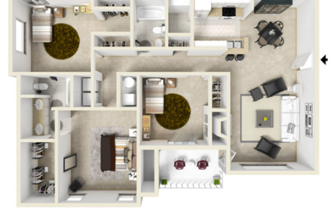 3 beds, 2 baths, 1,479 sqft, $1,275, Unit 1817