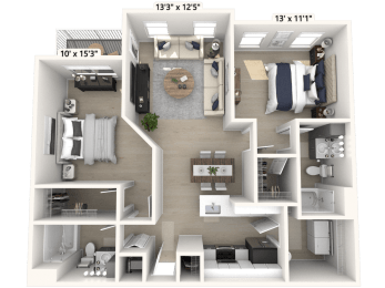 2 beds, 2 baths, 1,091 sqft, $1,721